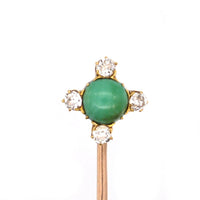 Art Deco 18ct Gold, Old Mine Cut Diamond & Turquoise Tie Pin | Parkin and Gerrish (UK)