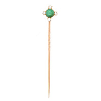 Art Deco 18ct Gold, Old Mine Cut Diamond & Turquoise Tie Pin | Parkin and Gerrish (UK)