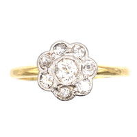 Art Deco 18ct Gold & Platinum Diamond Cluster Ring | Parkin and Gerrish (UK)
