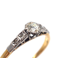 Art Deco 18ct Gold & Platinum, Diamond Solitaire Ring with Diamond Shoulders | Parkin and Gerrish (UK)