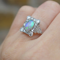 Art Deco 18ct Gold & Platinum, Opal and Diamond Ring | Parkin and Gerrish (UK)