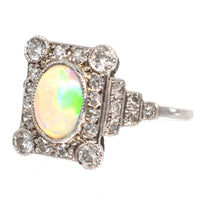 Art Deco 18ct Gold & Platinum, Opal and Diamond Ring | Parkin and Gerrish (UK)