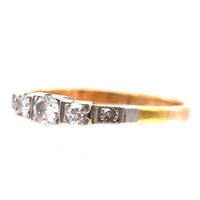 Art Deco 18ct Gold & Platinum, Three Stone Diamond Ring with Diamond Shoulders | Parkin and Gerrish (UK)