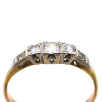Art Deco 18ct Gold & Platinum, Three Stone Diamond Ring with Diamond Shoulders | Parkin and Gerrish (UK)