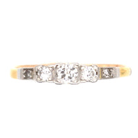 Art Deco 18ct Gold & Platinum, Three Stone Diamond Ring with Diamond Shoulders | Parkin and Gerrish (UK)