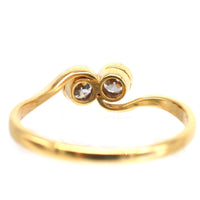 Art Deco 18ct Gold & Platinum, Two Stone Diamond 'Toi et Moi' Crossover Ring | Parkin and Gerrish (UK)