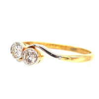 Art Deco 18ct Gold & Platinum, Two Stone Diamond 'Toi et Moi' Crossover Ring | Parkin and Gerrish (UK)