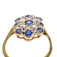 Art Deco 18ct Gold, Sapphire & Diamond Plaque Cluster Ring | Parkin and Gerrish (UK)