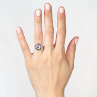 Art Deco 18ct Gold, Sapphire & Diamond Plaque Cluster Ring | Parkin and Gerrish (UK)