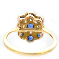 Art Deco 18ct Gold, Sapphire & Diamond Plaque Cluster Ring | Parkin and Gerrish (UK)