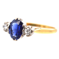 Art Deco 18ct Gold Sapphire & Diamond Three Stone Ring | Parkin and Gerrish (UK)