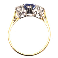 Art Deco 18ct Gold Sapphire & Diamond Three Stone Ring | Parkin and Gerrish (UK)