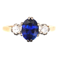 Art Deco 18ct Gold Sapphire & Diamond Three Stone Ring | Parkin and Gerrish (UK)