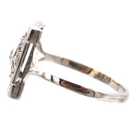 Art Deco 18ct White Gold & Platinum, Diamond & Sapphire Plaque Ring | Parkin and Gerrish (UK)