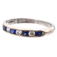 Vintage 18ct White Gold, Sapphire & Diamond Half Eternity Ring | Parkin and Gerrish (UK)