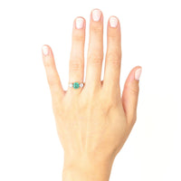 Art Deco Platinum & 18ct Gold Emerald & Diamond Three Stone Ring | Parkin and Gerrish (UK)