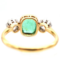 Art Deco Platinum & 18ct Gold Emerald & Diamond Three Stone Ring | Parkin and Gerrish (UK)