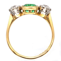 Art Deco Platinum & 18ct Gold Emerald & Diamond Three Stone Ring | Parkin and Gerrish (UK)