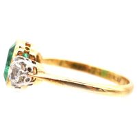 Art Deco Platinum & 18ct Gold Emerald & Diamond Three Stone Ring | Parkin and Gerrish (UK)