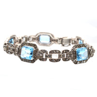 Art Deco Silver Blue and White Paste Bracelet | Parkin and Gerrish (UK)