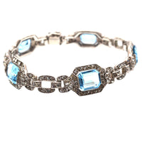 Art Deco Silver Blue and White Paste Bracelet | Parkin and Gerrish (UK)