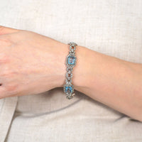 Art Deco Silver Blue and White Paste Bracelet | Parkin and Gerrish (UK)