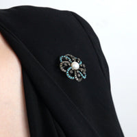 Art Deco Silver Marcasite Turquoise and Cultured Pearl Brooch | Parkin and Gerrish (UK)