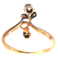 Austro - Hungarian Art Nouveau Silver & 14ct Gold and Diamond Flower Ring | Parkin and Gerrish (UK)