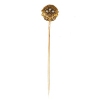 Early 20th Century 15ct Gold Native Indian Chief with Pearls Tie Pin | Parkin and Gerrish (UK)