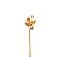 Edwardian 14ct Gold, Natural Pearl Leaves and a Diamond Flower Tie Pin | Parkin and Gerrish (UK)