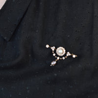 Edwardian 15ct Gold, Diamond, Black and White Pearl Bar Brooch | Parkin and Gerrish (UK)