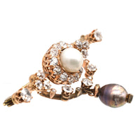 Edwardian 15ct Gold, Diamond, Black and White Pearl Bar Brooch | Parkin and Gerrish (UK)