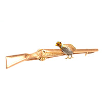 Edwardian 15ct Gold, Enamel & Platinum, Grouse & Shotgun Brooch | Parkin and Gerrish (UK)