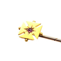 Edwardian 15ct Gold Maltese Cross Tie Pin with Ruby | Parkin and Gerrish (UK)