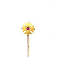 Edwardian 15ct Gold Maltese Cross Tie Pin with Ruby | Parkin and Gerrish (UK)