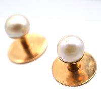 Edwardian 15ct Gold Natural Pearl Dress Studs in Original Case by Fredrick Dixon of St Molton Street | Parkin and Gerrish (UK)