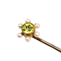 Edwardian 15ct Gold Peridot and Pearl Tie Pin | Parkin and Gerrish (UK)