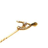 Edwardian 15ct Gold, Seed pearls & Diamond Wishbone Tie Pin | Parkin and Gerrish (UK)