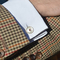 Edwardian 18ct Gold, Mother of Pearl and Ruby cufflinks | Parkin and Gerrish (UK)
