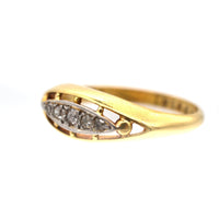 Edwardian 18ct Gold & Platinum, Five Stone Diamond Boat Shaped Ring | Parkin and Gerrish (UK)