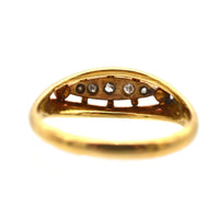 Edwardian 18ct Gold & Platinum, Five Stone Diamond Boat Shaped Ring | Parkin and Gerrish (UK)