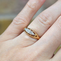 Edwardian 18ct Gold & Platinum, Five Stone Diamond Boat Shaped Ring | Parkin and Gerrish (UK)