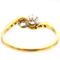 Edwardian 18ct Gold & Platinum, Two Stone Diamond 'Toi et Moi' Crossover Ring | Parkin and Gerrish (UK)
