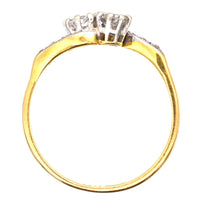 Edwardian 18ct Gold & Platinum, Two Stone Diamond 'Toi et Moi' Crossover Ring | Parkin and Gerrish (UK)