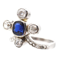 Edwardian 18ct White Gold, Sapphire and Diamond Duchess / Tiara Ring | Parkin and Gerrish (UK)