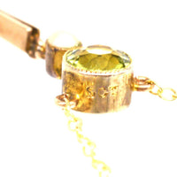 Edwardian 9ct Gold Peridot and Pearl Drop Pendant on Chain | Parkin and Gerrish (UK)
