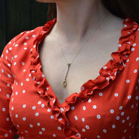 Edwardian 9ct Gold Peridot and Pearl Drop Pendant on Chain | Parkin and Gerrish (UK)