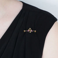 Edwardian 9ct Gold, Pink Sapphire and Natural Split Pearl Flower Basket Brooch | Parkin and Gerrish (UK)