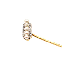 Edwardian Dutch Platinum & 14ct Gold, Five Pearl and Diamond Diagonal Tie Pin | Parkin and Gerrish (UK)