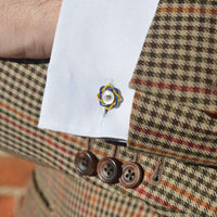 Edwardian Mother of Pearl, Diamond and Yellow and Blue Enamel Cufflinks | Parkin and Gerrish (UK)